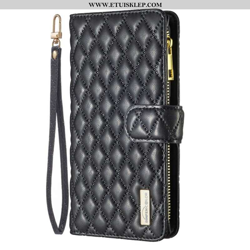 Etui Folio do Realme C35 z Łańcuch Binfen Color Pikowany Styl Z Paskami